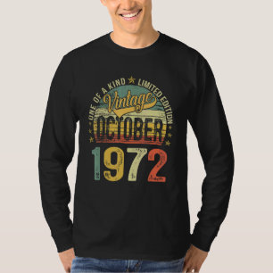 50 jaar oude Vintage oktober 1972 50e dag T-shirt