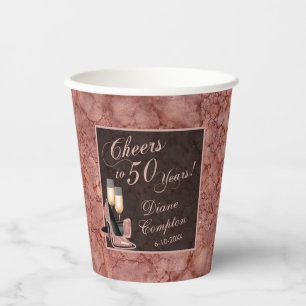 50 jaar Roos Gold Birthday Papieren Bekers