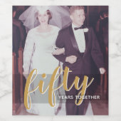 50 jaar samen 50 bruiloft Jubileum foto Wijn Etiket (Enkel label)