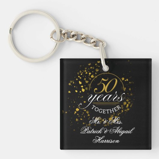 50 Jaar Samen Gouden Bruiloft Cadeau Sleutelhanger (voorkant)