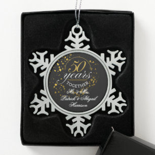 50 Jaar Samen Gouden Bruiloft Cadeau Tin Sneeuwvlok Ornament