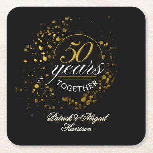 50 Jaar Samen Gouden Huwelijksjubileum Feest Vierkante Kartonnen Onderzetter