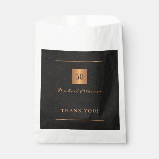 50 jaar verjaardag goud zwart elegant dank u bedankzakje (Voorkant)