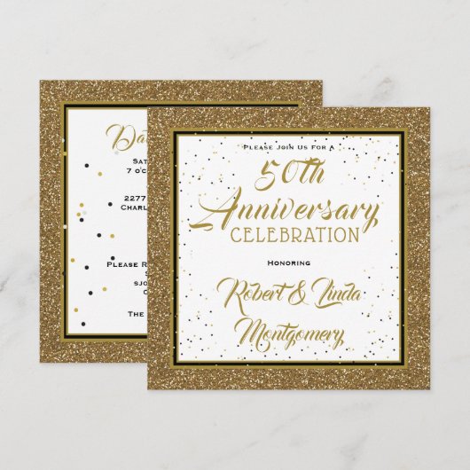 50-jarig jubileum Elegante Goud Kaart (Voorkant / Achterkant)