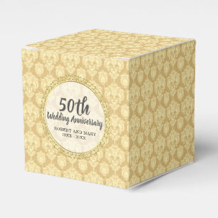 50-jarig jubileumfeest Gouden Damast Cake Bedankdoosjes