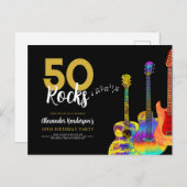 50-jarige gitaren 50 Rocks Uitnodiging Briefkaart (Voorkant / Achterkant)