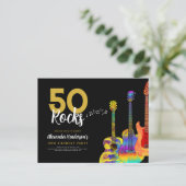 50-jarige gitaren 50 Rocks Uitnodiging Briefkaart (Staand voorkant)