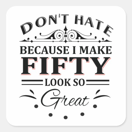 50-jarige overhemden vierkante sticker (Voorkant)