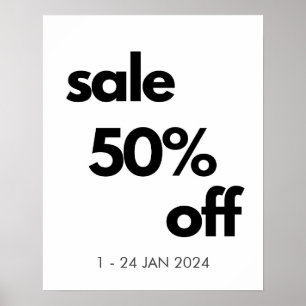 50% korting op verkoopbord, aangepaste detailhande poster