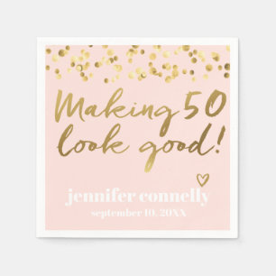 50-look Good Gold Script Confetti Roze maken Servet
