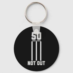 50 Not Out Cricket T-Shirt 50 Runs Cricket 50ste V Sleutelhanger