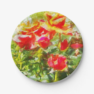 50 Papieren Borden Oranje Rozen Bordje