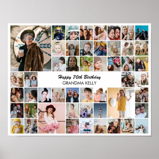 50 Photo Collage Personalized Birthday Gift Poster (Voorkant)