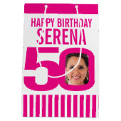 50 photo dans le sac cadeau d'anniversaire rose bl (Dos)