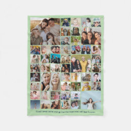 50 Pictures Photo Collage Custom Color Mint Green Fleece Deken