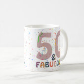 50 & Prachtig Confetti Roze Moderne Typografie Koffiemok (Voorkant rechts)