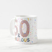 50 & Prachtig Confetti Roze Moderne Typografie Koffiemok (Voorkant links)