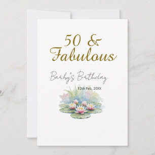50 & prachtige gouden water lotus lelie aquarel kaart