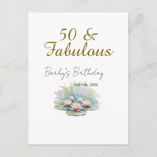 50 & prachtige gouden water lotus lelie waterverf briefkaart