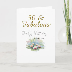 50 & prachtige gouden water lotus lelie waterverf kaart