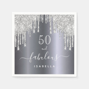 50 prachtige verjaardag glitter zilversparkle servet
