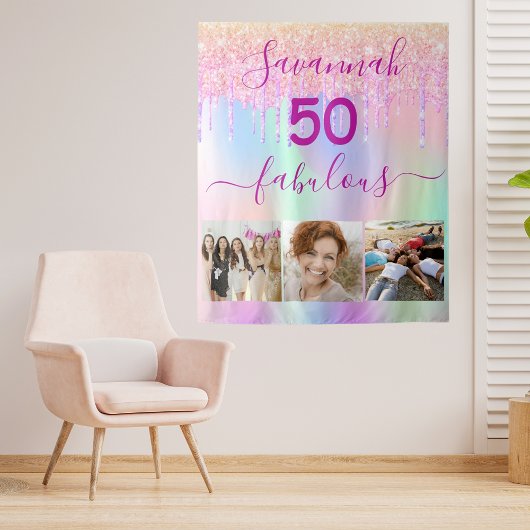 50 prachtige verjaardag roze paarse glitters foto wandkleed