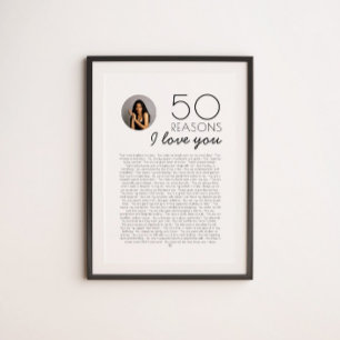 50 Redenen dat ik van je hou cadeau voor mijlpaal Poster