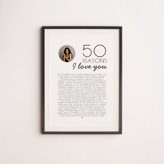 50 Redenen dat ik van je hou cadeau voor mijlpaal  Poster