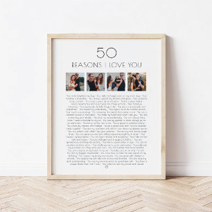 50 Redenen dat ik van je hou cadeau voor verjaarda Poster