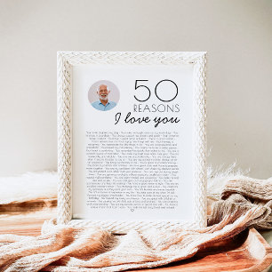 50 Redenen dat ik van je houd Cadeau voor verjaard Poster