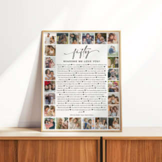 50 Redenen dat we van je houden Foto Collage Aande Perfect Poster