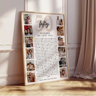 50 Redenen dat we van je houden Verjaardag Cadeau Perfect Poster