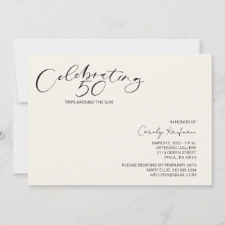 50 reizen rond de Sun Modern Birthday Party Invi Kaart