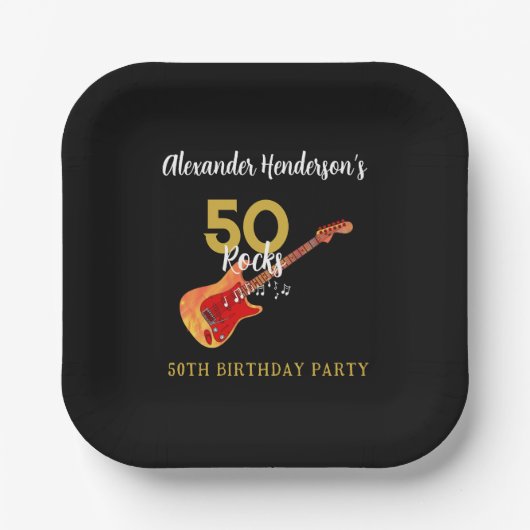 50 Rocks Cool 50ste verjaardagsfeestje Papieren Bordje (Voorkant)