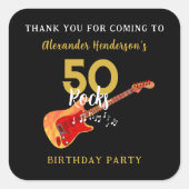 50 Rocks Cool Gitaar 50e Verjaardagsfeestje Dank j Vierkante Sticker (Voorkant)