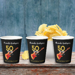 50 Rocks Cool Gitaar 50ste Verjaardagsfeestje Papieren Bekers