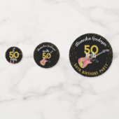 50 Rocks Cool Roze Zwart Goud 50ste Verjaardagsfee Confetti (Voorkanten)