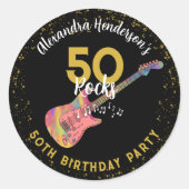 50 Rocks Cool Roze Zwart Goud 50ste Verjaardagsfee Ronde Sticker (Voorkant)