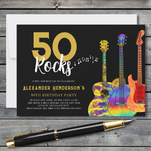 50 Rocks Verjaardagsfeest Gitaren Kaart