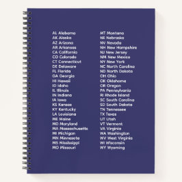 50 States Abbreviations List – Blue Spiral Noteboo Notitieboek
