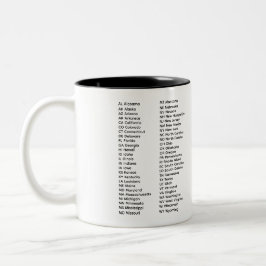 50 States List Alphabetical Mug Tweekleurige Koffiemok