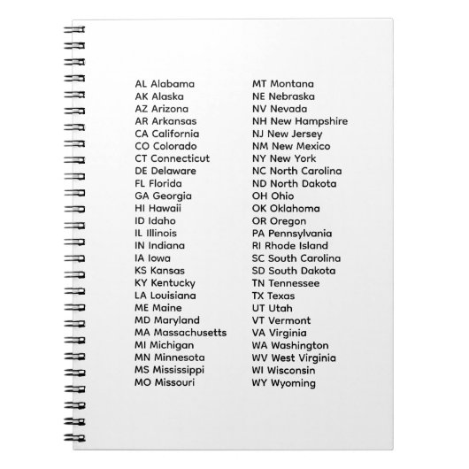 50 States List Spiral Photo Notebook Notitieboek (Voorkant)