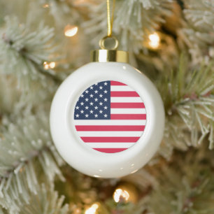 50-sterren Amerikaanse vlag: Old Glory Stars and S Keramische Bal Ornament