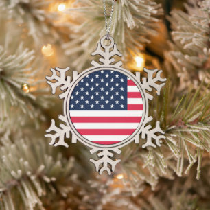 50-sterren Amerikaanse vlag: Old Glory-sterren en Tin Sneeuwvlok Ornament