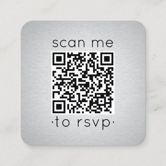 50 stuks QR-code RSVP nep zilverfolie bijlage Vierkante Visitekaartje (Voorkant)