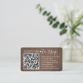 50 stuks Scan Me QR RSVP Bruine Nep Houten Enclosu Visitekaartje (Staand voorkant)