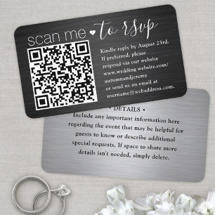 50 stuks Scan Me QR RSVP Zwart en Zilver Bruiloft Visitekaartje