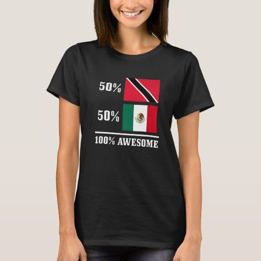 50 Trinidad en Tobago 50 Mexicaanse vlag Pride T-shirt (Voorkant)