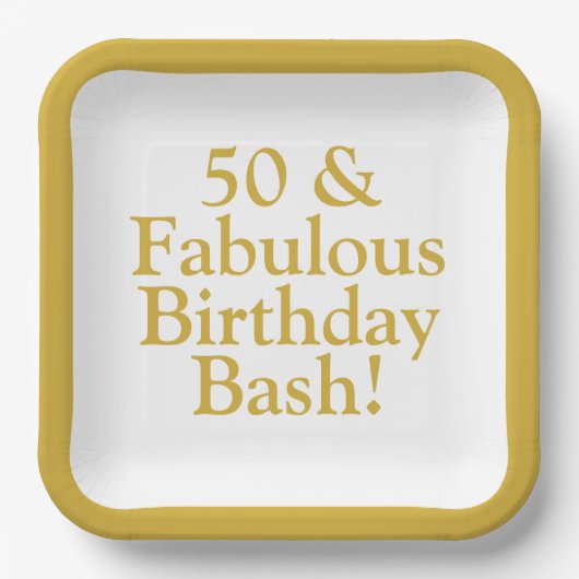 50 & Uitstekende Gouden Papier Borden Papieren Bordje (Voorkant)