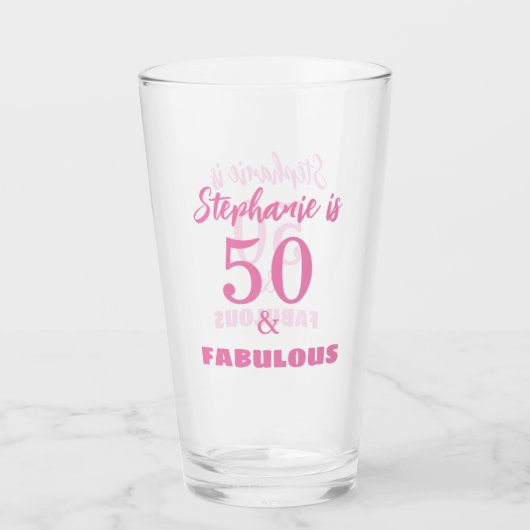 50 Uitstekende Verjaardag Gift Favor Naam Monogram Glas (Voorkant)